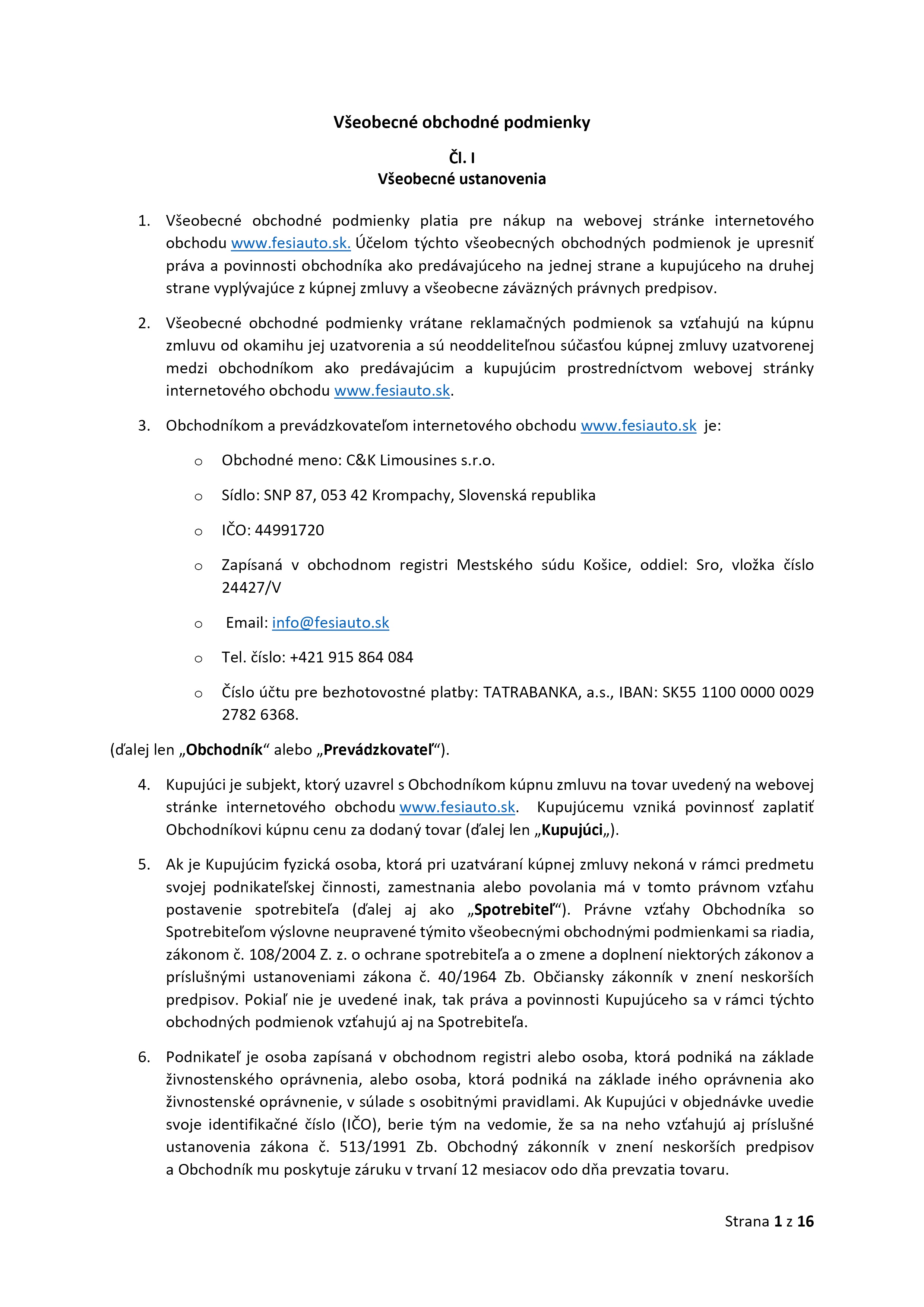 2024.07.01 - Obchodné podmienky pre spotrebiteľov www.fesiauto.sk e-shop (1)